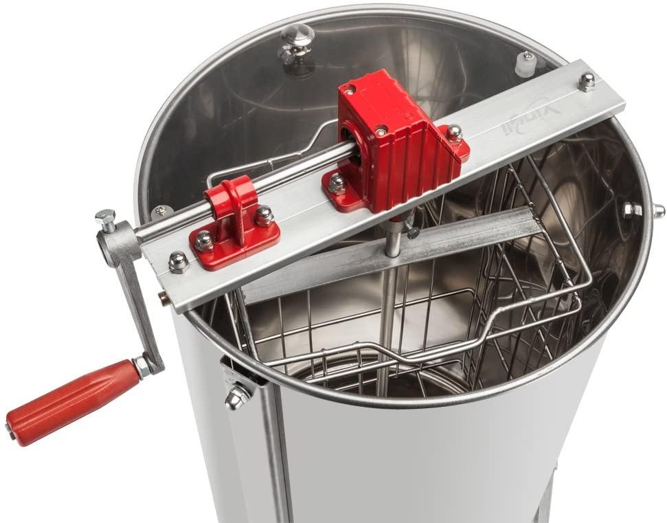 vingli 2 frames manual honey extractor separator, food grade stainless steel honeycomb spinner drum crank by hand with adjustable height stands, beekeeping pro extraction apiary centrifuge equipment