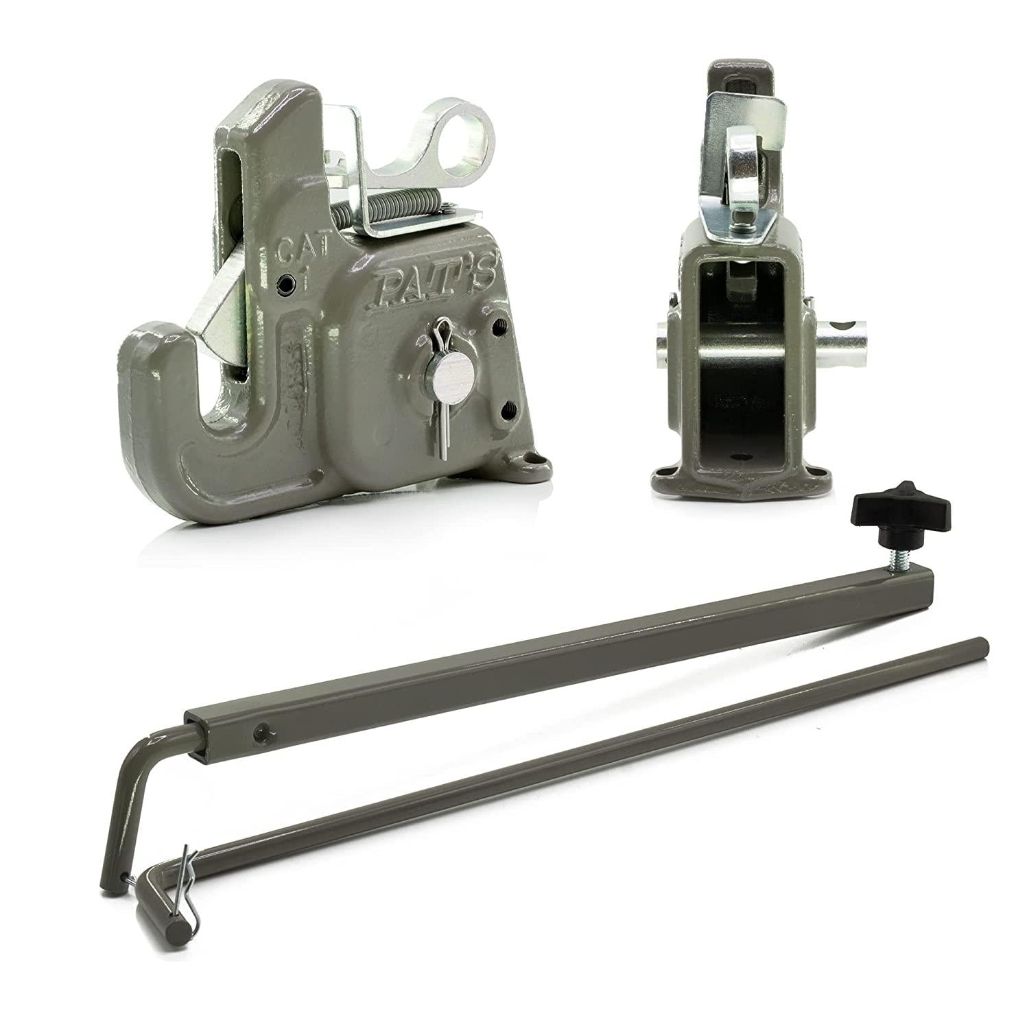 category #1 pat's easy change with stabilizer bar - quick hitch system on the market – flexible, durable and affordable - comes w/ 4 pair of lynch pin washers