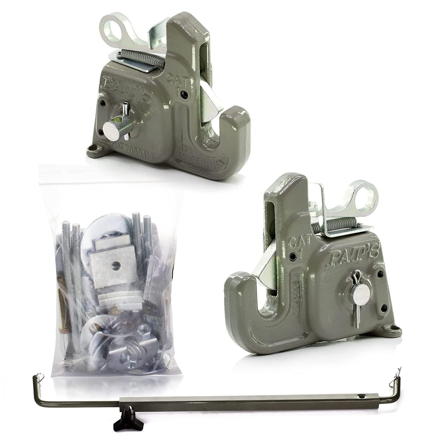category #1 pat's easy change with stabilizer bar - quick hitch system on the market – flexible, durable and affordable - comes w/ 4 pair of lynch pin washers