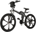 26 In. 3 WorModels Foldable Electric Bike with Super Lightweight Magnesium Alloy 6 Spokes Integrated Wheel, LarCapacity Lithium-Ion Battery (36V 350W), Double Layer Aluminum Alloy Wheel for Men