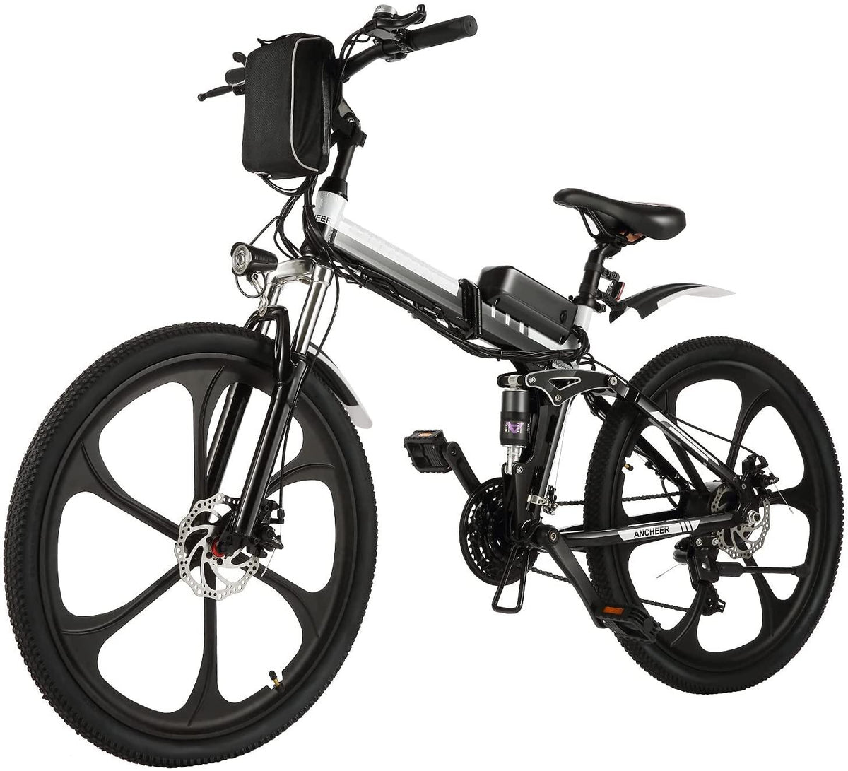 26 In. 3 WorModels Foldable Electric Bike with Super Lightweight Magnesium Alloy 6 Spokes Integrated Wheel, LarCapacity Lithium-Ion Battery (36V 350W), Double Layer Aluminum Alloy Wheel for Men