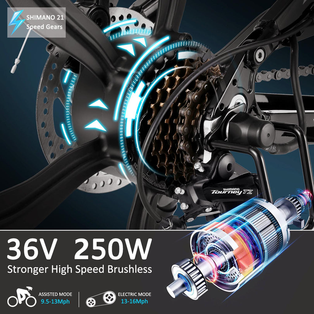 26 In. 3 WorModels Foldable Electric Bike with Super Lightweight Magnesium Alloy 6 Spokes Integrated Wheel, LarCapacity Lithium-Ion Battery (36V 350W), Double Layer Aluminum Alloy Wheel for Men