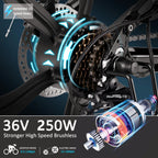 26 In. 3 WorModels Foldable Electric Bike with Super Lightweight Magnesium Alloy 6 Spokes Integrated Wheel, LarCapacity Lithium-Ion Battery (36V 350W), Double Layer Aluminum Alloy Wheel for Men