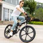 26 In. 3 WorModels Foldable Electric Bike with Super Lightweight Magnesium Alloy 6 Spokes Integrated Wheel, LarCapacity Lithium-Ion Battery (36V 350W), Double Layer Aluminum Alloy Wheel for Men