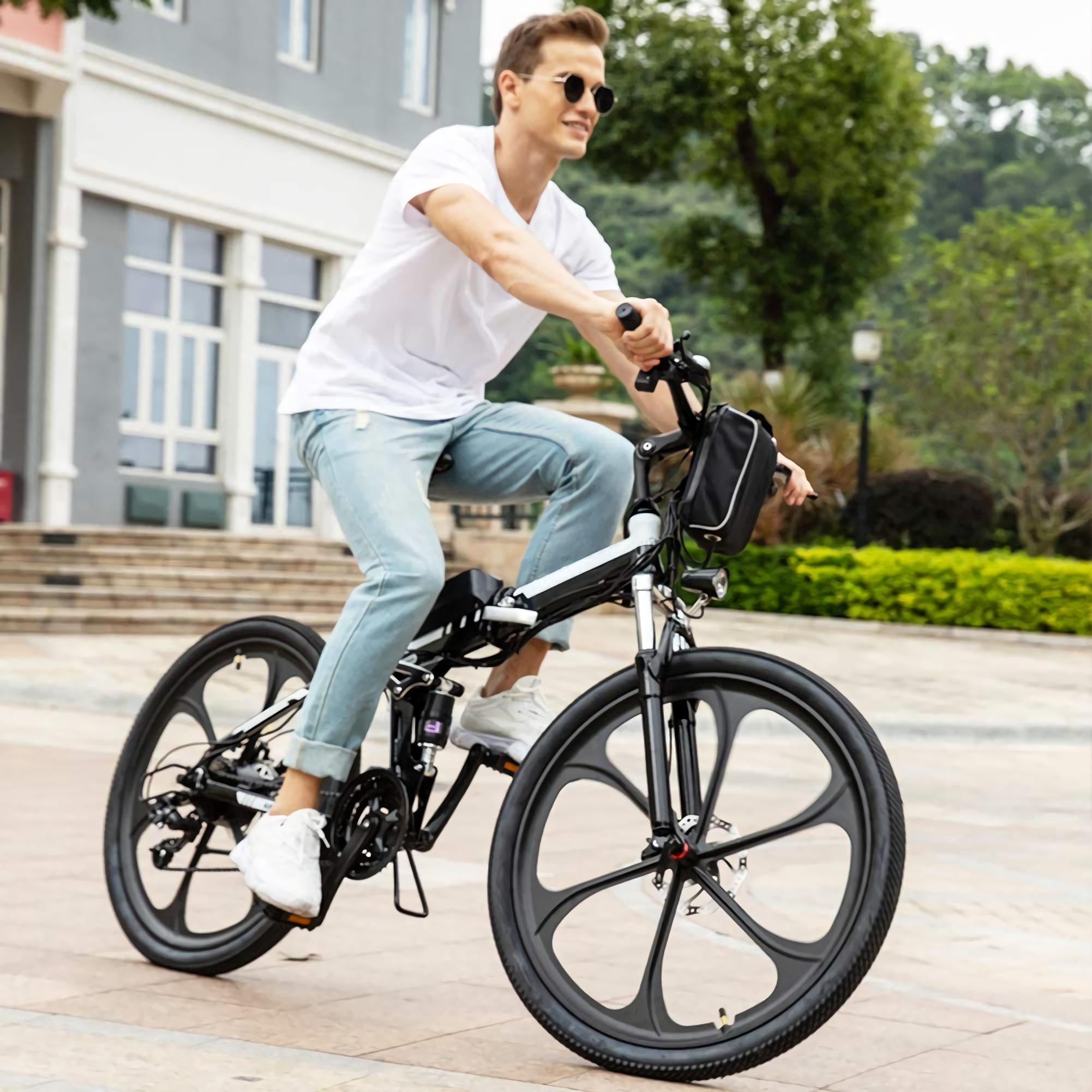 26 In. 3 WorModels Foldable Electric Bike with Super Lightweight Magnesium Alloy 6 Spokes Integrated Wheel, LarCapacity Lithium-Ion Battery (36V 350W), Double Layer Aluminum Alloy Wheel for Men