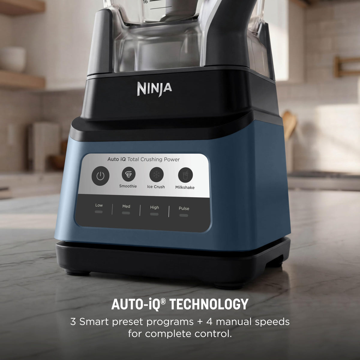 Professional Plus Blender Premier | Max Power Smoothie Blender, Ice Cream Maker, Frozen Drink & Margarita Machine | 3 Auto IQPresets, 1400 W, 72oz Total Crushing Pitcher | Blue | BN701BLBRN