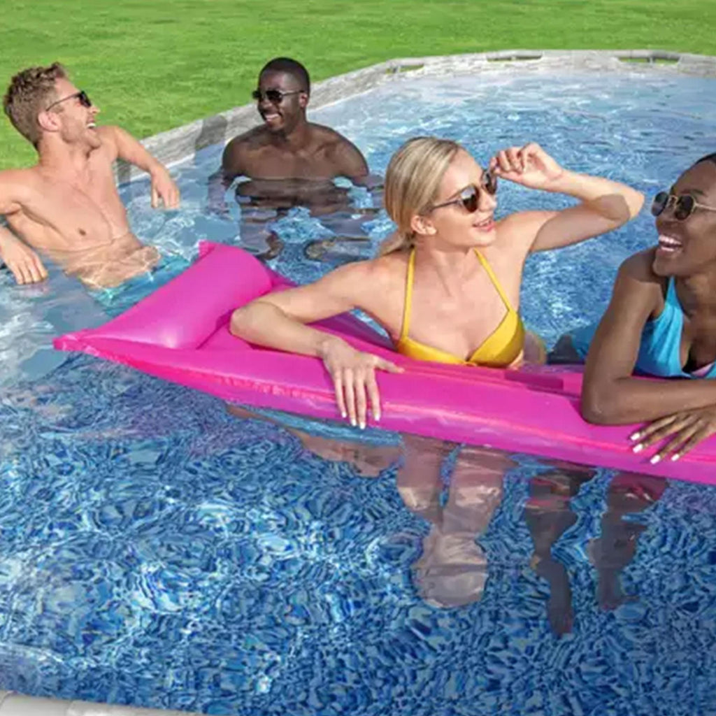 56717E Power Steel Swim Vista 18' x 9' x 48" Outdoor Oval Above Ground Swimming Pool Set with 1500 GPH Filter Pump, and