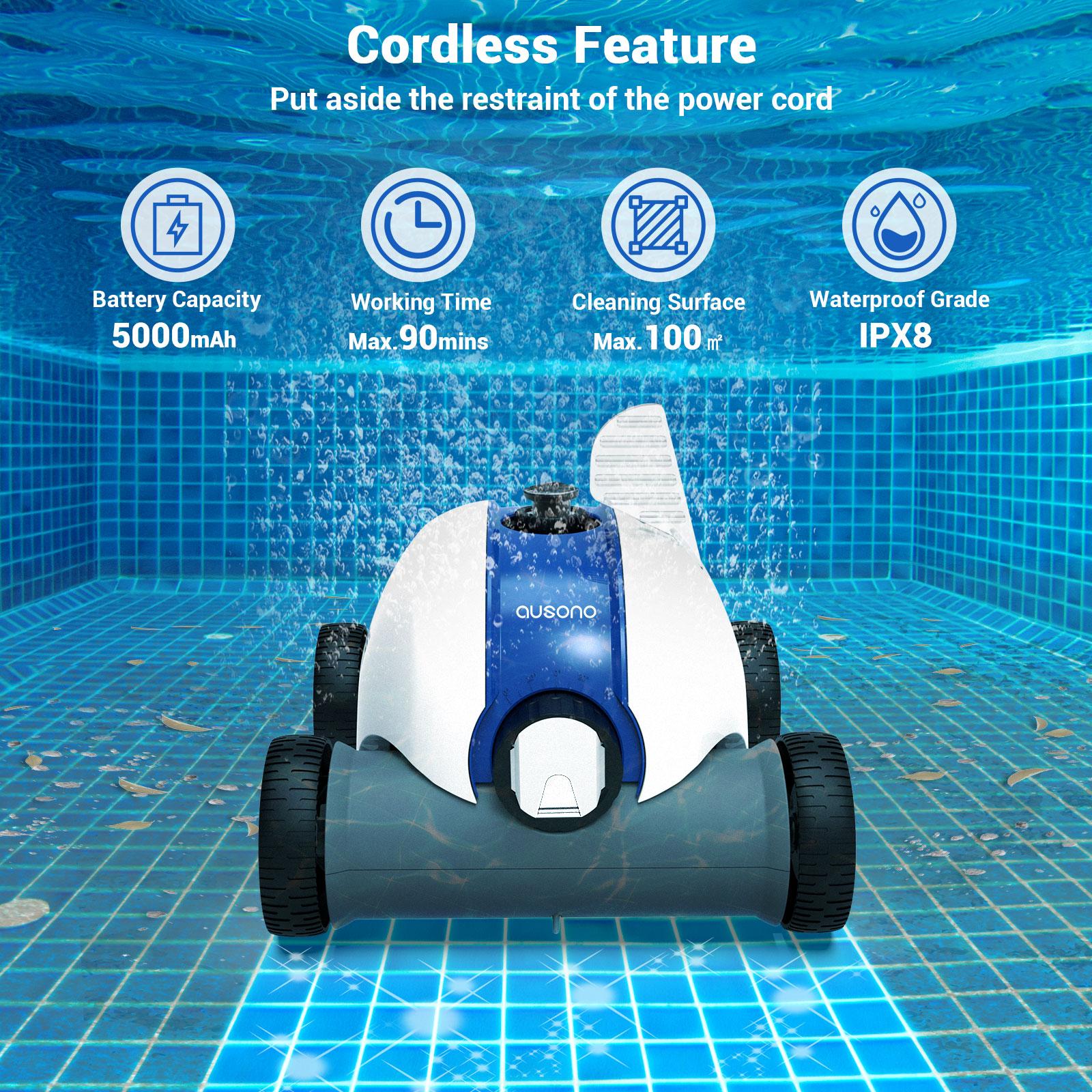 ausono cordless automatic robotic pool cleaner for in-ground and above ground swimming pool