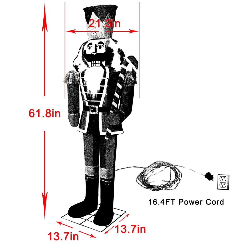 VEIKOUS 5FT Lighted Outdoor Christmas Decoration Nutcracker Soldier Holiday Decor Indoor with Ground Stake