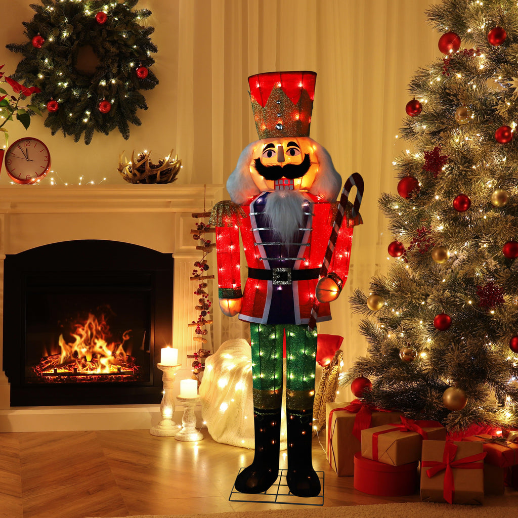 VEIKOUS 5FT Lighted Outdoor Christmas Decoration Nutcracker Soldier Holiday Decor Indoor with Ground Stake