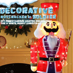 VEIKOUS 5FT Lighted Outdoor Christmas Decoration Nutcracker Soldier Holiday Decor Indoor with Ground Stake