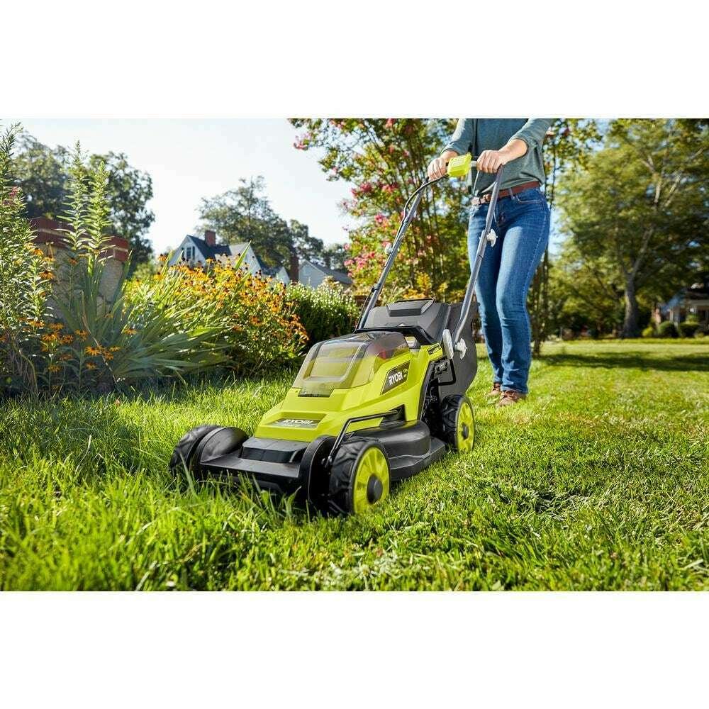 ONE+ 18V 13 In. Cordless Battery Walk Behind Push Lawn Mower With 4.0 Ah And