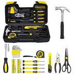 39 Piece Tool Set General Household Tool Kit - Basic Home Tool Set Small Hand Tool Kit with Plastic Toolbox StoraCase for Home GaraOffice ColleDormitory Use Yellow