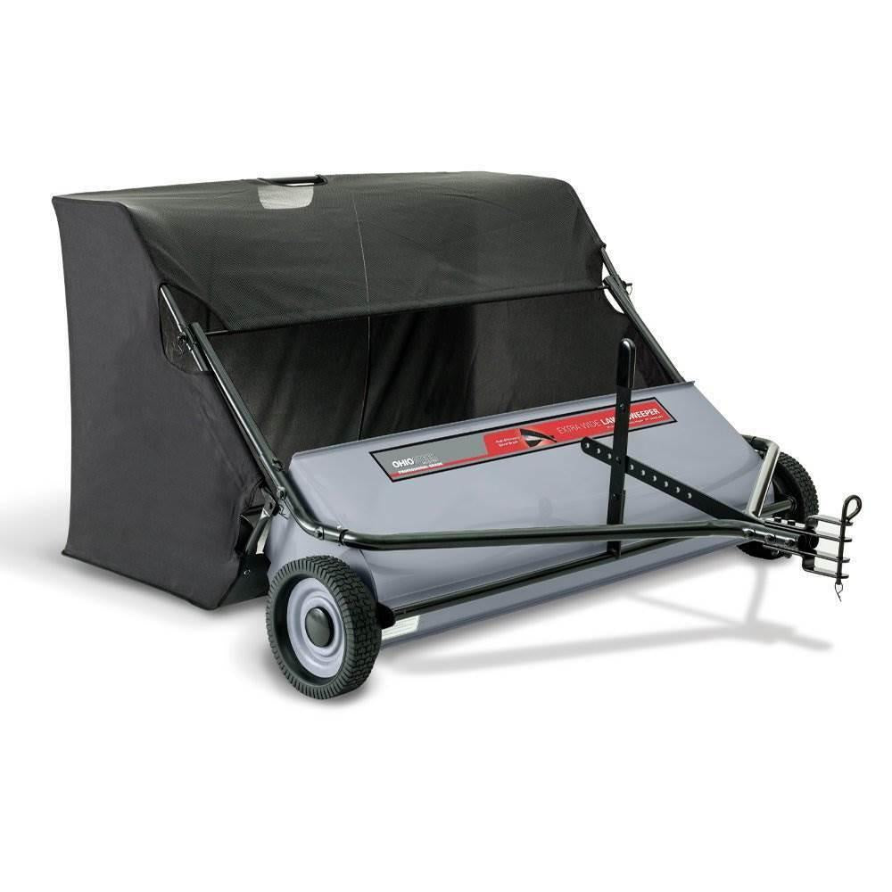 Lawn Sweeper 50 Inch 26 Cu. Ft. Collapsible Hopper 3-Position Hitch Adjustment