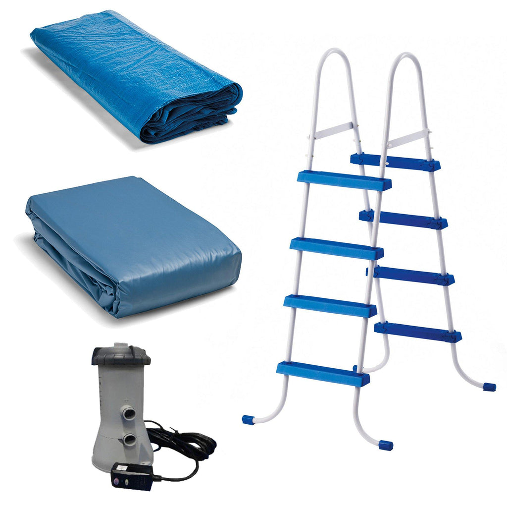 intex 15' x 4? inflatable pool, ladder, pump and hydrotools chlorine dispenser