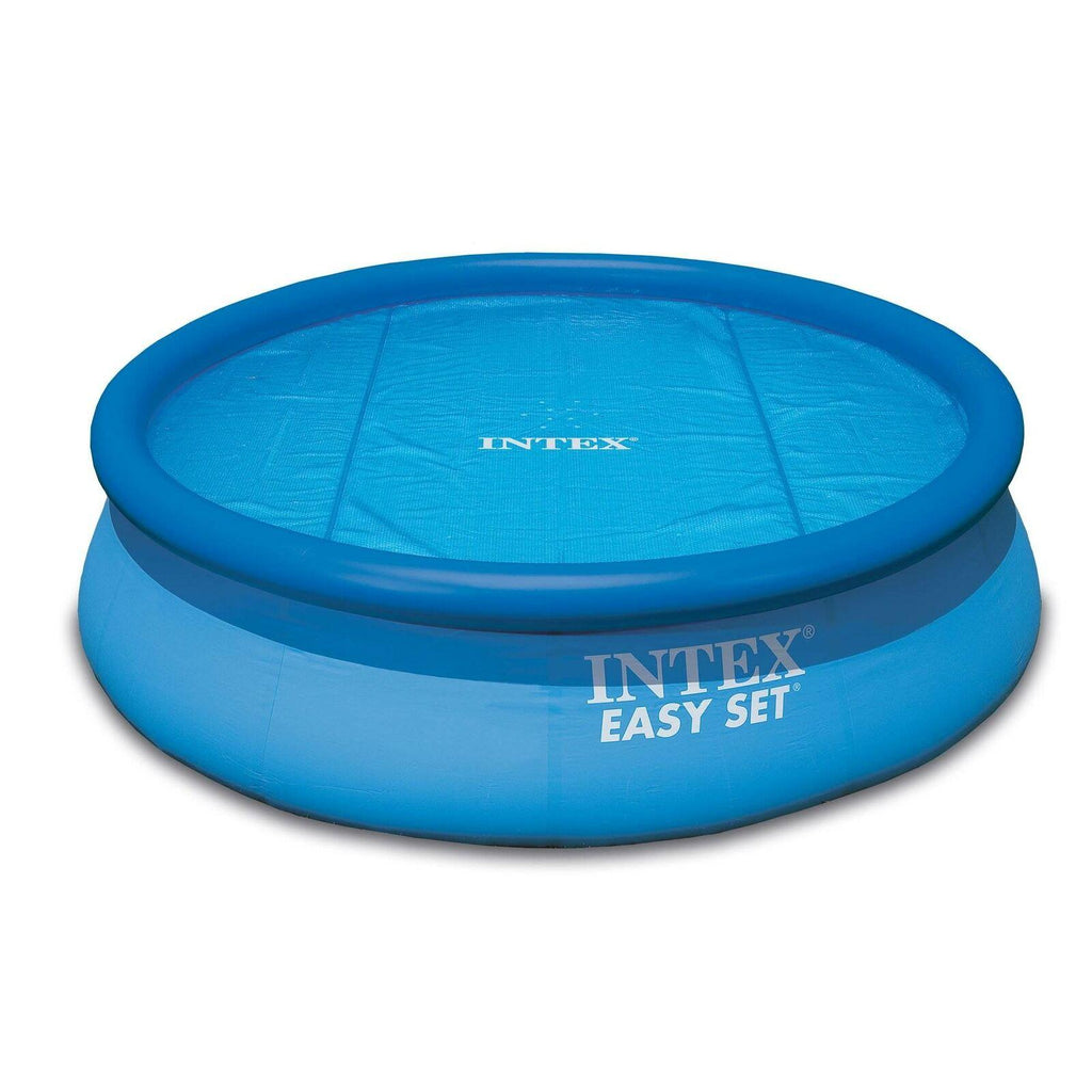 intex 18 foot round easy set blue vinyl solar cover for swimming pools (2 pack)