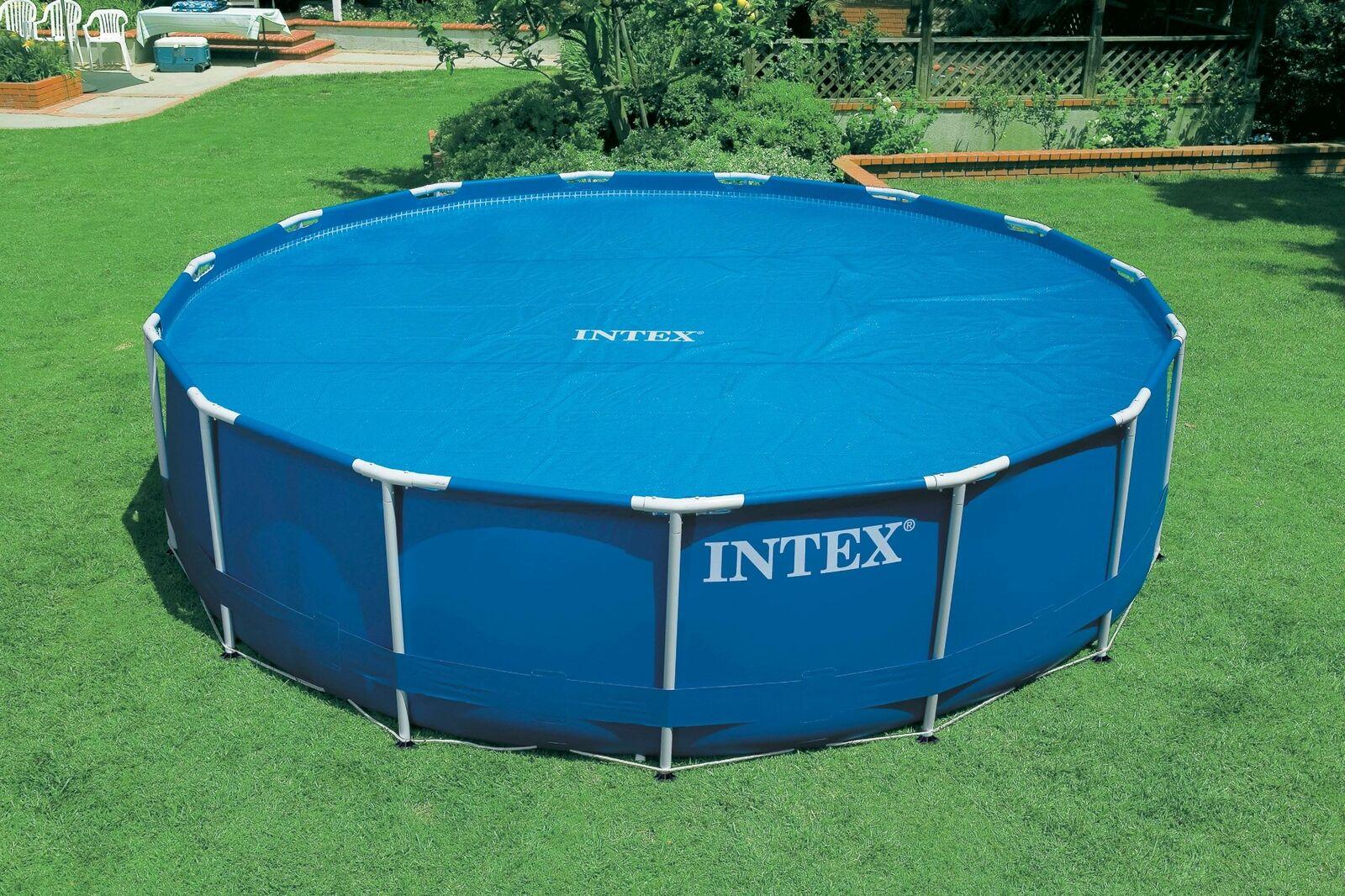 intex 18 foot round easy set blue vinyl solar cover for swimming pools (2 pack)