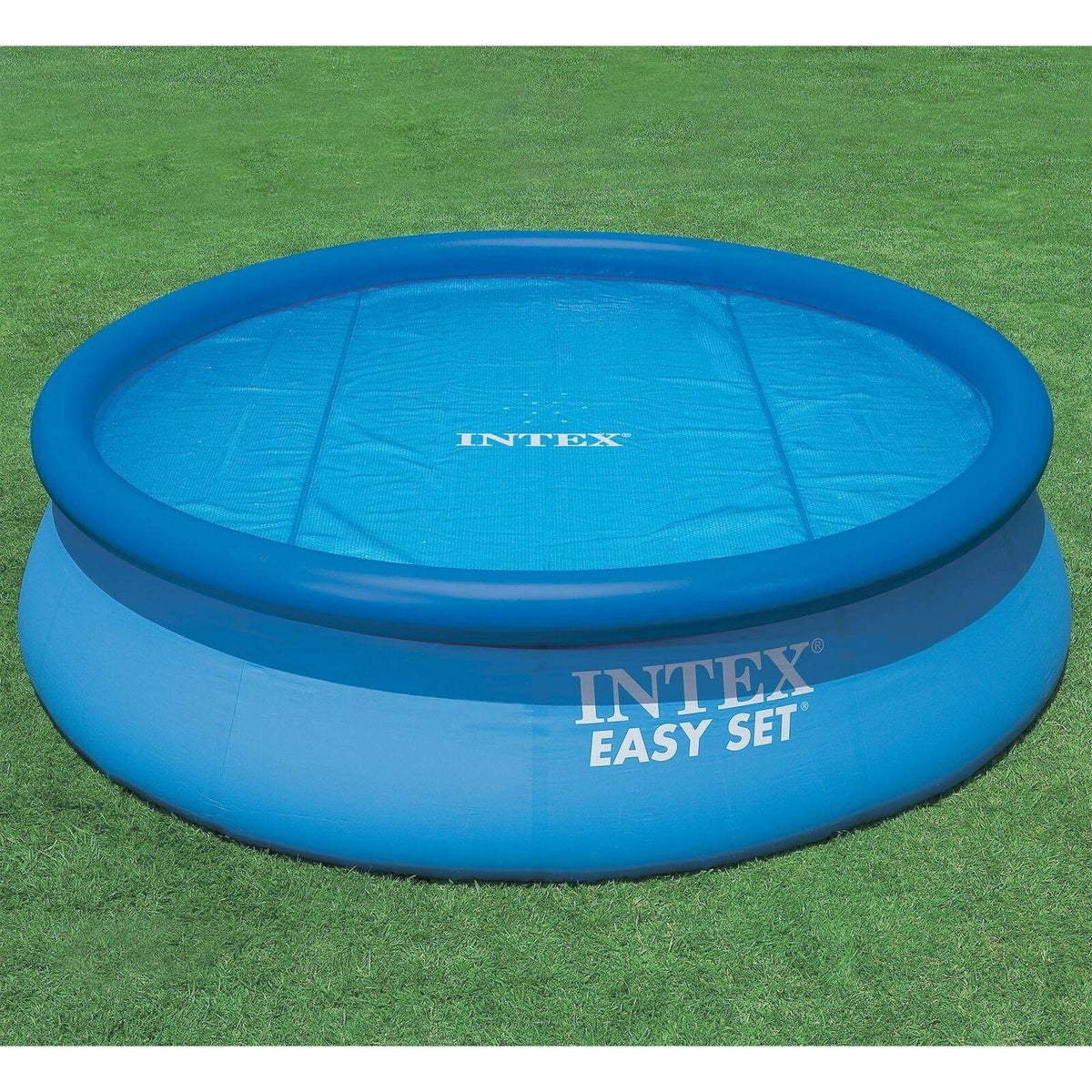 intex 18 foot round easy set blue vinyl solar cover for swimming pools (2 pack)