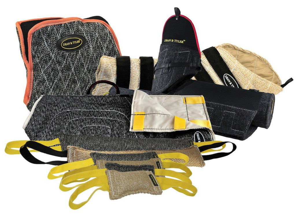 Dean &amp; Tyler 9-Piece Professional Training Bundle Set for Dogs with 1 Tri-Bite Sve/1 French Linen Cover/1 Advanced Bite Builder/6 Mixed Tugs
