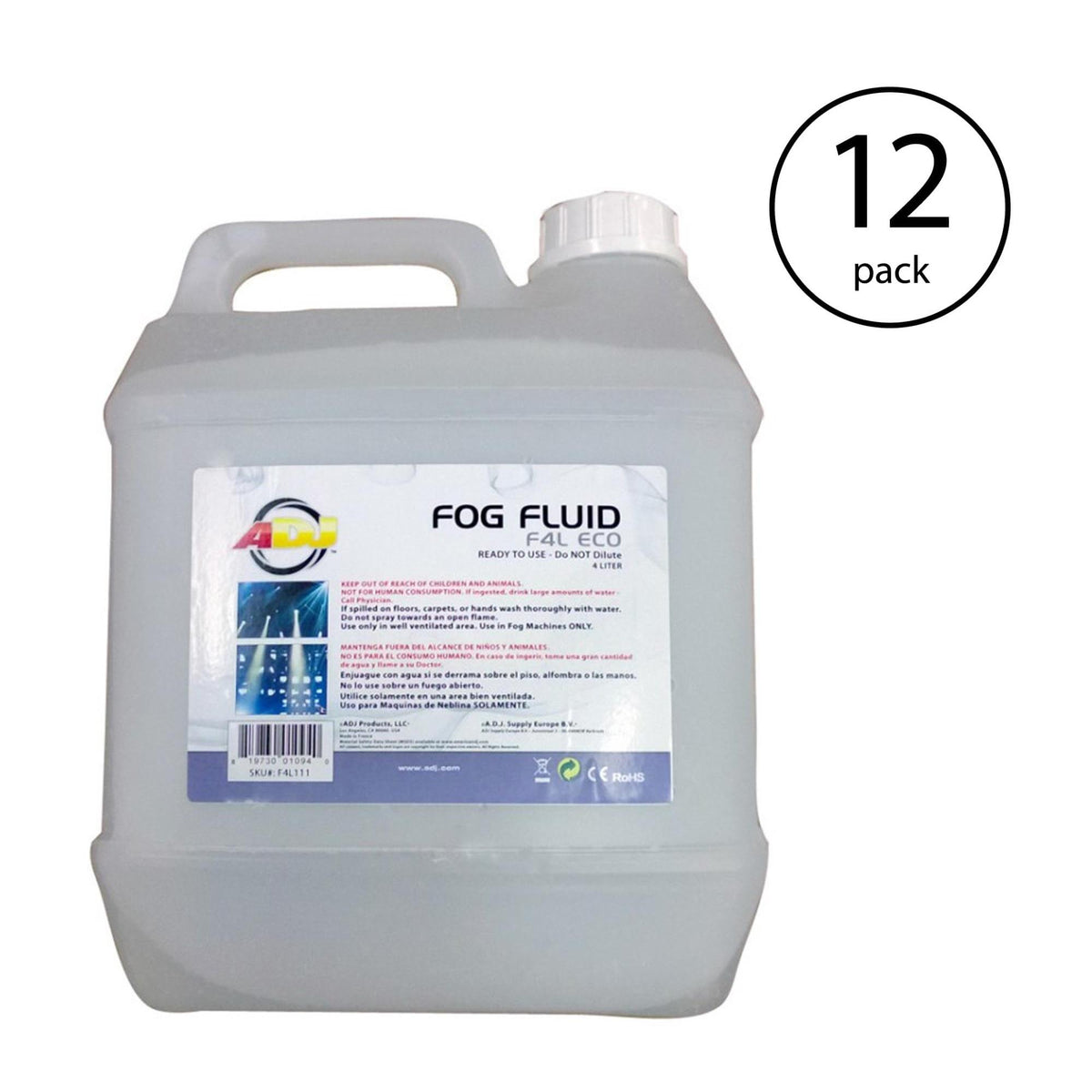 American DJ 4 Liters of Fog/Smoke/Haze Machine Liquid Juice F4L ECO (12 Pack)