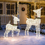 Joiedomi 2 Packs 3ft Fawn 130 LED Warm White Yard Lights,Christmas White Fabric 4ft Doe for Christmas Decoration