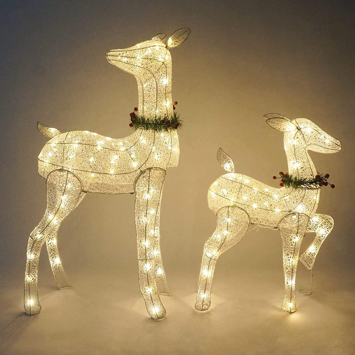 Joiedomi 2 Packs 3ft Fawn 130 LED Warm White Yard Lights,Christmas White Fabric 4ft Doe for Christmas Decoration