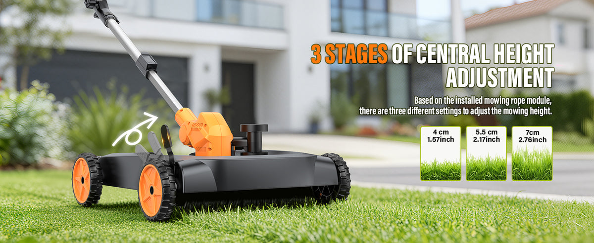 18.9" Cordless Lawn Mower, String Trimmer &amp; Wheeled Edger 3-in-1 Combo, Brushless 2 * 4.0Ah Batteries, 3 Blades, Adjustable Height &amp; Angle Electric Weed Eater and Lawnmower