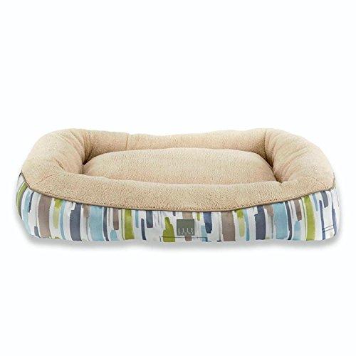 Home Dynamix Elle Decor Comfy Pooch Pet Bed, 29x39 Med/Large, Blue/Yellow/Gray