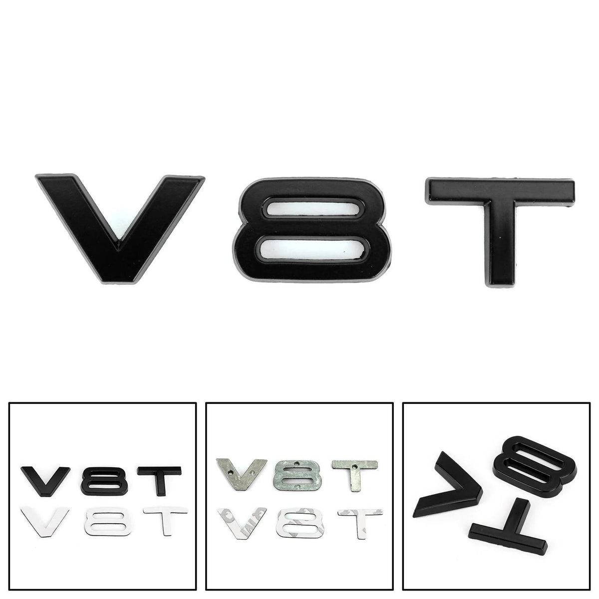 Audi A1 A3 A4 A5 A6 A7 Q3 Q5 Q7 S6 S7 S8 S4 SQ5 Black V8T Emblem Badge Fit Generic