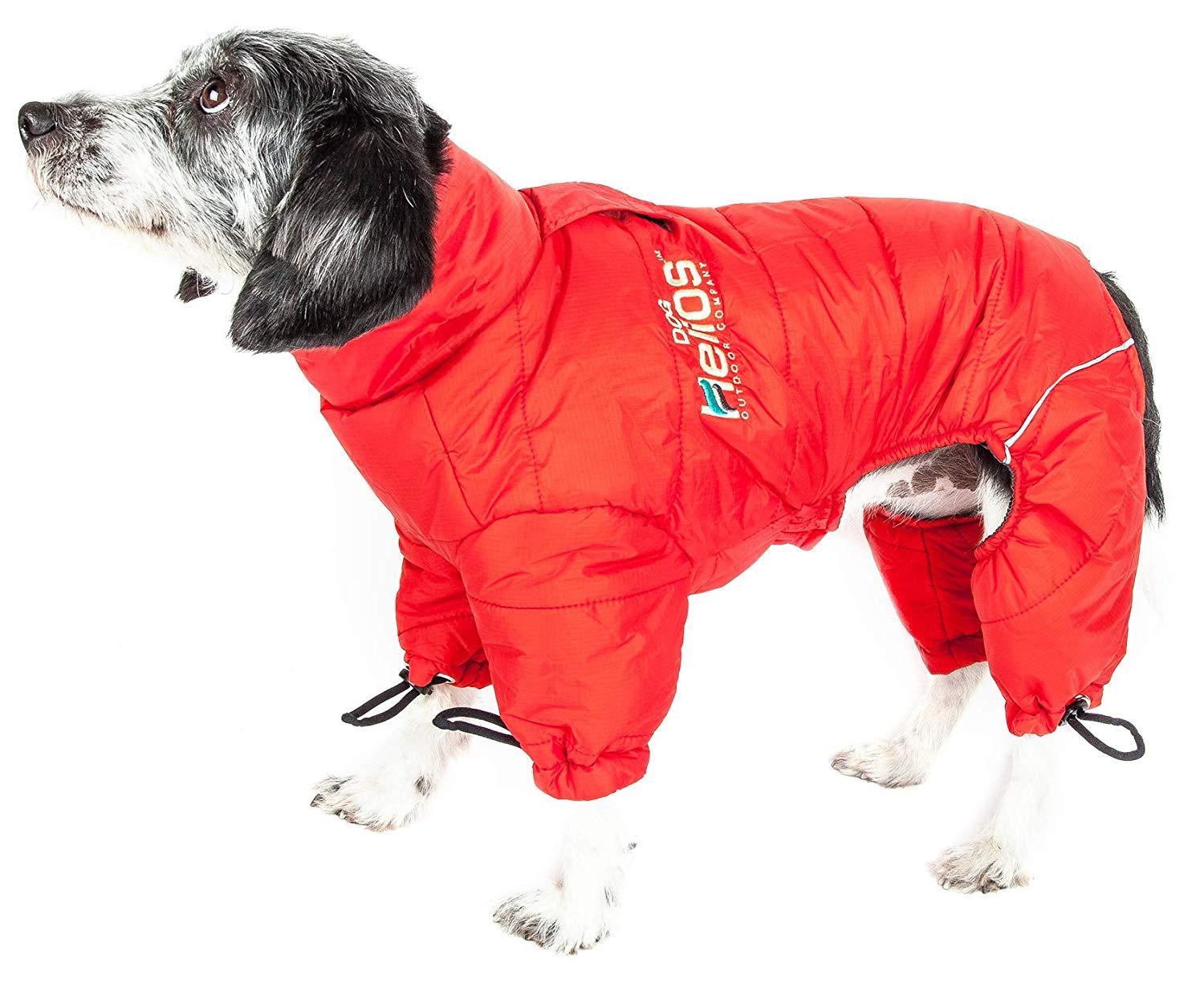 DOGHELIOS 'Thunder-le' Full-Body Bodied Waded-Plush Adjustable and 3M Reflective Pet Dog Jacket Coat w/ Blackshark Technology, Medium, Grenadine Red