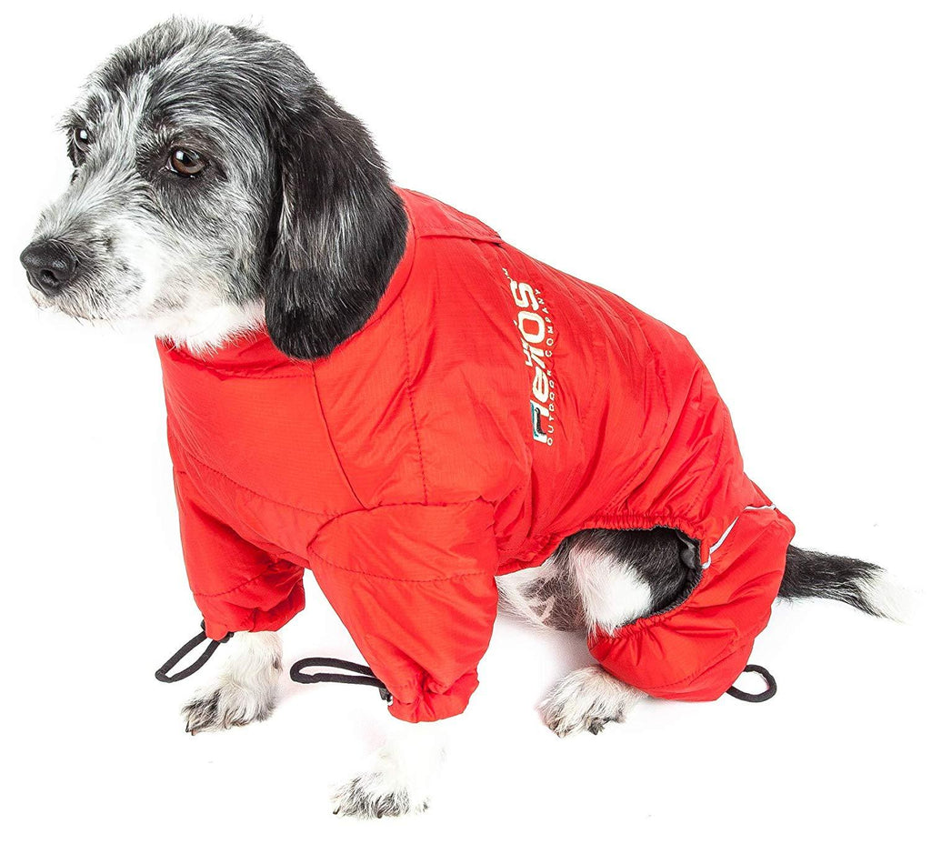 DOGHELIOS 'Thunder-le' Full-Body Bodied Waded-Plush Adjustable and 3M Reflective Pet Dog Jacket Coat w/ Blackshark Technology, Medium, Grenadine Red