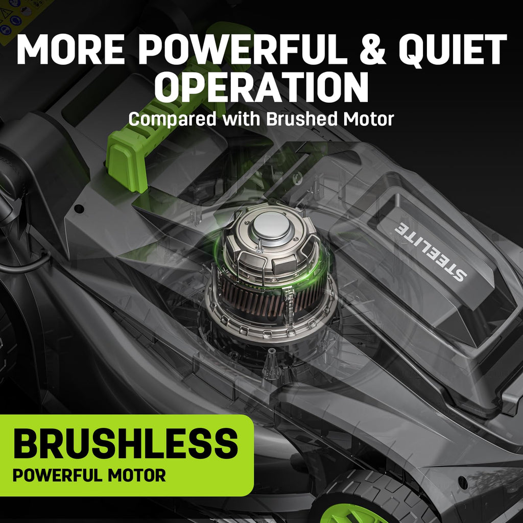 40V 17 Inch Electric Lawn Mower Cordless, Brushless Motor, 6-Position Height Adjustment, 2-in-1 Bagging &amp; Mulching, Includes 2 x 4.0Ah Batteries and Battery Charger