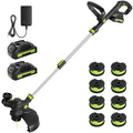 20V Cordless String Trimmer, Two 2.0Ah Battery Powered with Fast Charger, 12'' Grass Cutter with Auto Line Feed, 3-in-1 Electric Lawn Mower Grass Trimmer&amp;Edger Lawn Tool with 8 Lines for Yard, Garden