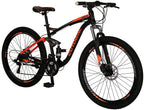 SD S7/E7 27.5 Inch Adult Mountain Bike Full Suspension Steel Frame Bicycle Mechanical Disc Brake 21 Speed Gears MTB Bicycles Blackorange