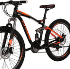 SD S7/E7 27.5 Inch Adult Mountain Bike Full Suspension Steel Frame Bicycle Mechanical Disc Brake 21 Speed Gears MTB Bicycles Blackorange