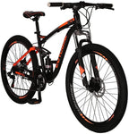 SD S7/E7 27.5 Inch Adult Mountain Bike Full Suspension Steel Frame Bicycle Mechanical Disc Brake 21 Speed Gears MTB Bicycles Blackorange