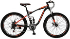 SD S7/E7 27.5 Inch Adult Mountain Bike Full Suspension Steel Frame Bicycle Mechanical Disc Brake 21 Speed Gears MTB Bicycles Blackorange