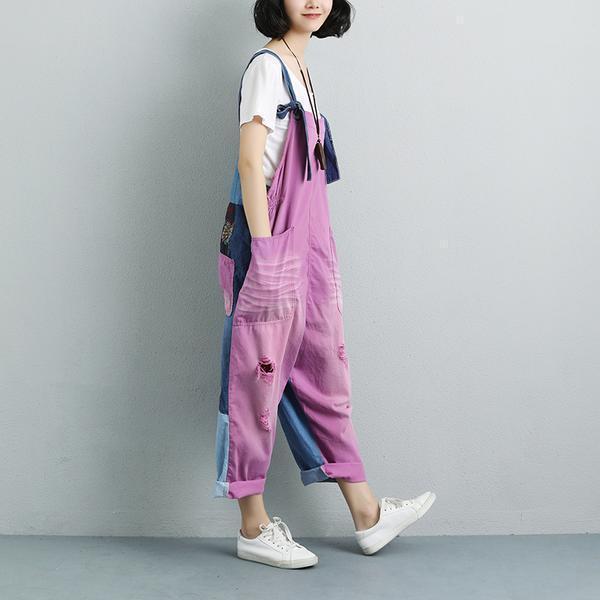 Women Summer Pockets Fashion embroidered Jumpsuits