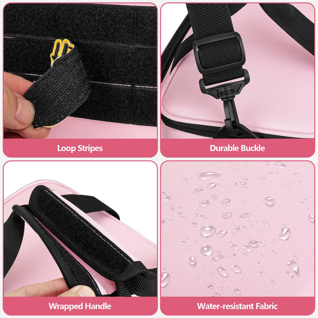 Pink Tool Bag for Women, Tool Organizer with Anti-friction Bottom | Detachable Divider, Wrapped Handles, Adjustable Shoulder Strap, Tactical RanBag for Electrician, Carpenters, Repairman
