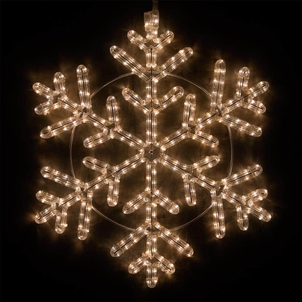 24 in. 314-Light LED Warm White Hanging Snowflake Decor