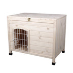 LINLUX Indoor Wooden Dog House with Wire Door, Foldable Kennel with Opening Roof &amp; Adjustable Feet, Only 4-Steps Assembled, Home Pet Furniture