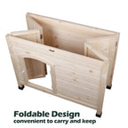 LINLUX Indoor Wooden Dog House with Wire Door, Foldable Kennel with Opening Roof &amp; Adjustable Feet, Only 4-Steps Assembled, Home Pet Furniture