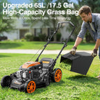 21” Self Propelled Lawn Mower Gas, 170CC 4-in-1 Mulch/Rear Bag/Side Discharge/Rear Discharge, Walk-Behind Gas Lawnmower with 7-Position Cutting Height, Foldable Gas Powered Lawn Mowers