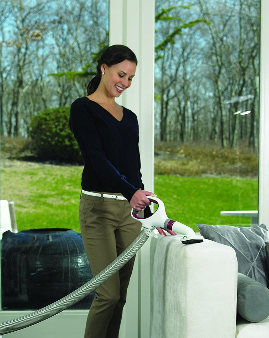 Shark NV501 Rotator Professional Lift-Away Upright Vacuum with HEPA Filter, Swivel Steering, LED Headlights, Wide Upholstery Tool, Dusting Brush &amp; Crevice Tool, White/Red