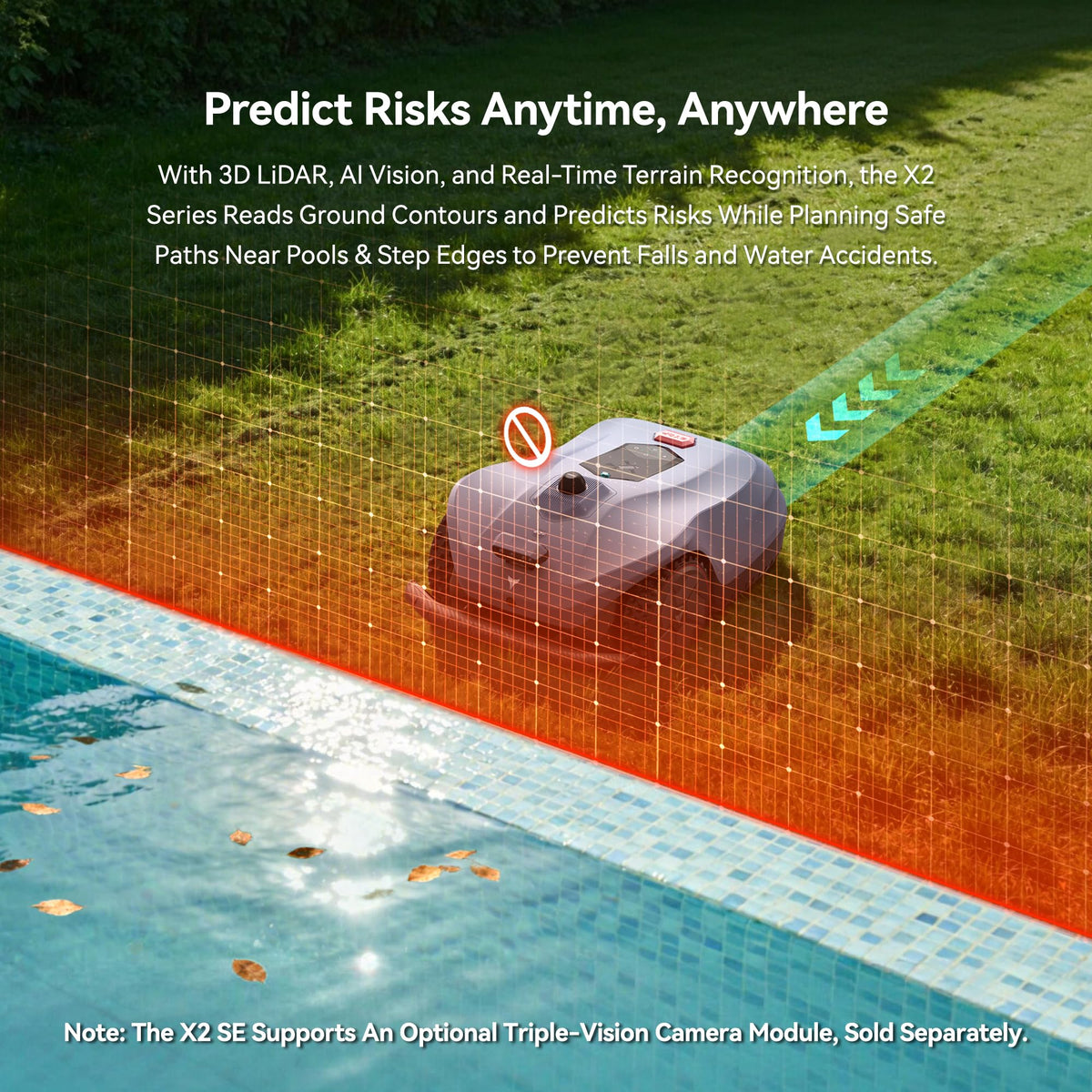 Neomow X2 SE 360° 3D LiDAR Robot Lawn Mower, Wire for 0.75 Acre, No RTK Antenna, 4G App Control, GPS Anti-Theft, 13Ah, IPX6, Support Upgrade AI Bionic Triple Vision Module for Auto-Mapping