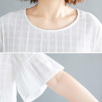 summer loose ruffled cotton linen t-shirt