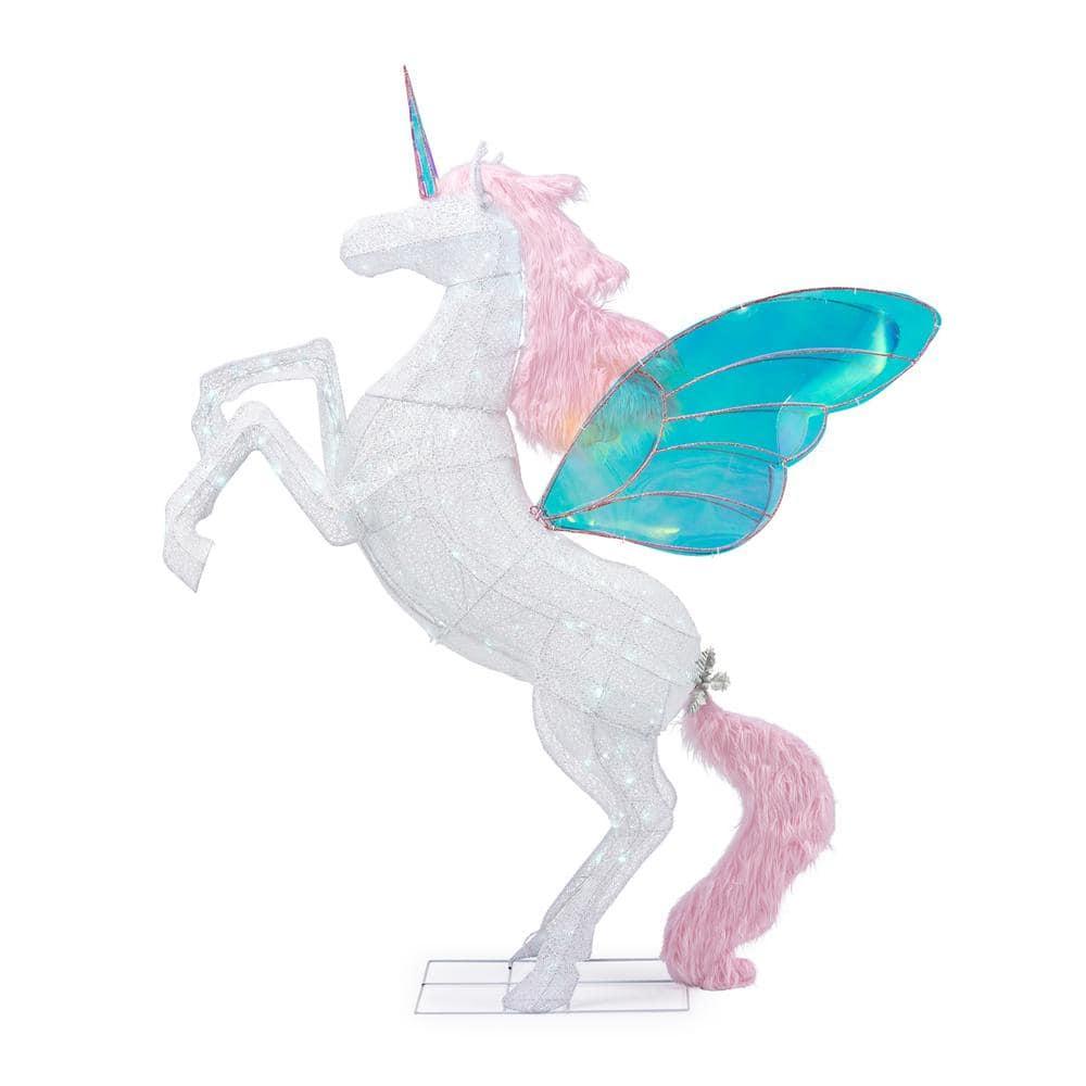 6 ft Cool White LED Unicorn with Wings Holiday Yard Decoration