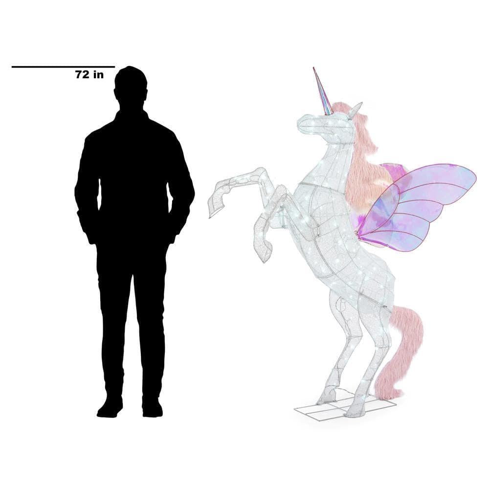 6 ft Cool White LED Unicorn with Wings Holiday Yard Decoration