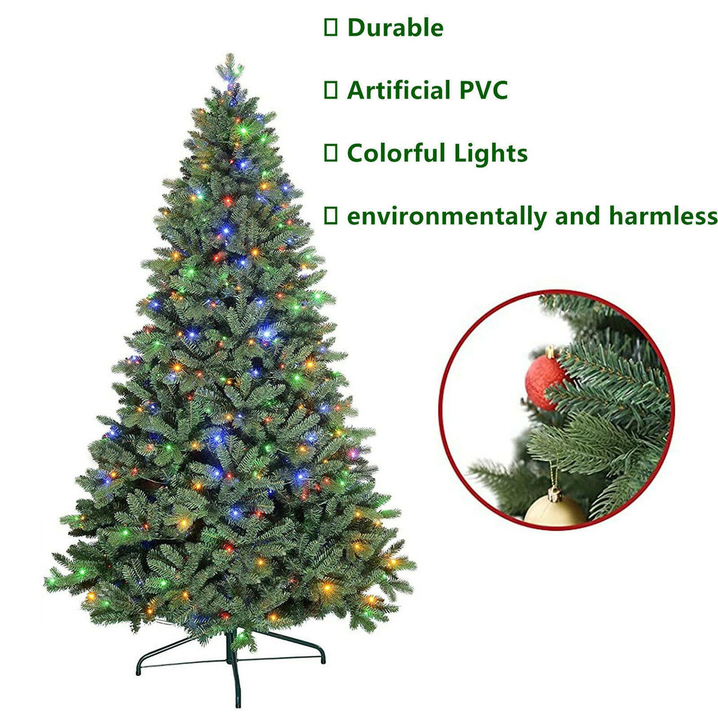 9ft  Artificial Christmas Tree Colorful Lights Tree w/ Stand Holiday Party Decor