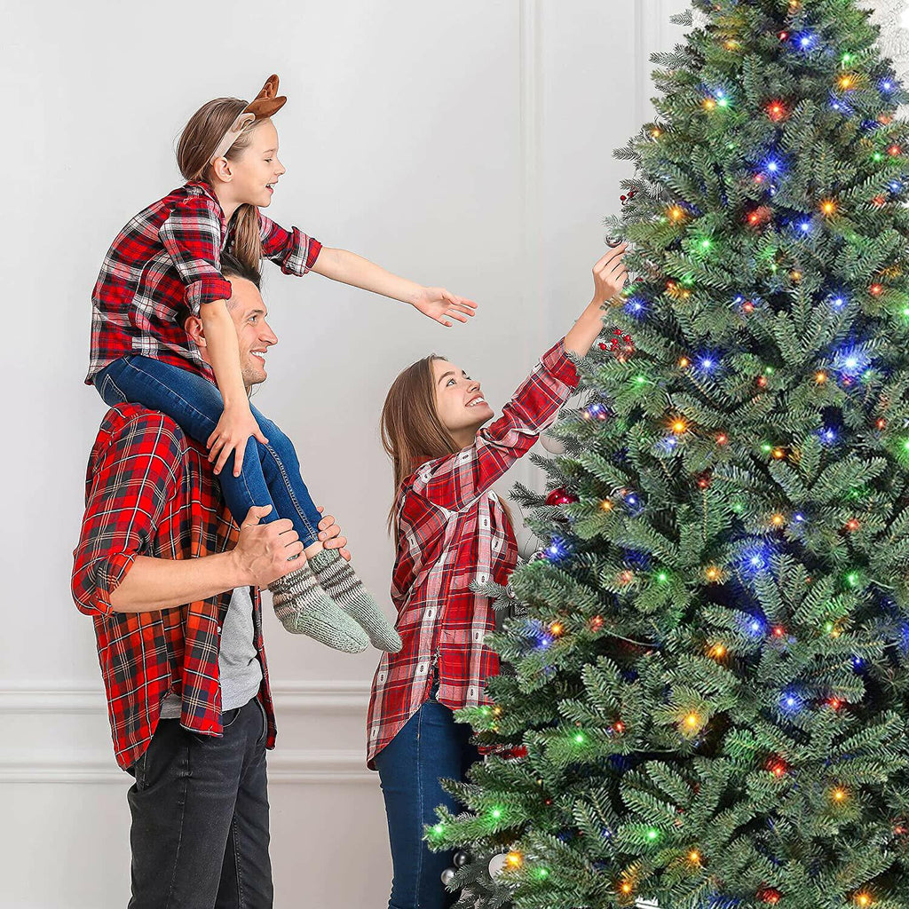 9ft  Artificial Christmas Tree Colorful Lights Tree w/ Stand Holiday Party Decor